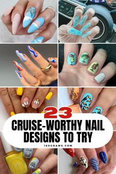 Pin this for stunning nail designs perfect for your next cruise vacation! Get inspired by these chic and stylish nail art ideas to elevate your look. #NailDesigns #CruiseReady #FashionInspo Mail Designs For Cruise, Cruise Nail Ideas Almond, Cruise Gel Nail Ideas, Cruise Theme Nails, White Cruise Nails, Cute Nails For Cruise, Cruise Nails Caribbean Ideas, Mediterranean Cruise Nails, Nails For Cruise Vacations 2024