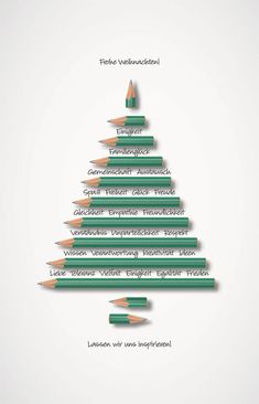 Firmen-Weihnachtskarte "Frisch gespitzt" mit Baum aus Bleistiften und Gruß Xmas Cards Design, Vintage Space Art, Xmas Gif, Illusion Pictures, 달력 디자인, Business Holiday Cards, Holiday Design Card, Christmas Labels, Sketch Notes