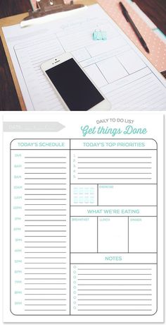 a planner with the words get things done on it and an image of a notepad