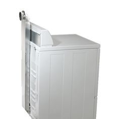 an image of a white storage cabinet on wheels