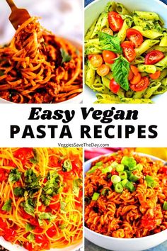 easy vegan pasta recipe collage