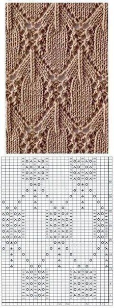 the knitting pattern is shown in brown and white, along with measurements for each stitch