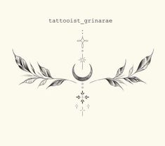 the cover art for tattooist grimane's album, with two leaves and a crescent