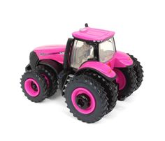 a pink toy truck with big wheels