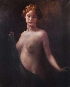 a painting of a naked woman with red hair