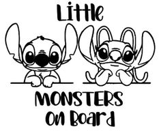 two little monsters sitting next to each other with the words'little monsters on board '