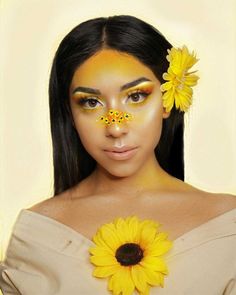 Pure Makeup, Yellow Makeup, Flower Makeup, Face Art Makeup, Cool Makeup Looks