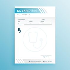 a doctor's notepad with a stethoscope in the center on a blue background