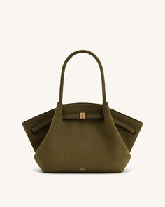 Hana Medium Faux Suede Tote Bag - Dark Olive Structured Bag Classy, Jw Pei Hana Tote Bag, Purses And Handbags 2024, Botegga Tote Bag, Suede Purses And Handbags, Mid Range Handbags, Chic Lunch Bag, Work Tote Bag Aesthetic, Suede Bags For Women