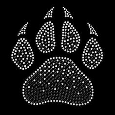 a dog's paw made up of small white dots on a black background illustration