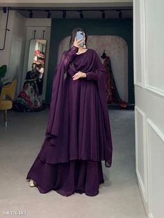 Purple Gharara, Wine Color Suit, Eid Dress, Simple Frock Design, Frock Designs, Red Bridal Dress, Long Frock Designs, Simple Style Outfits, Celebrity Casual Outfits