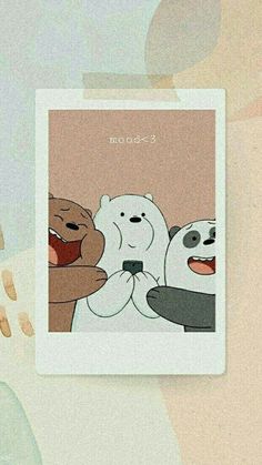 two polar bears and one bear is holding something in its mouth with the other hand