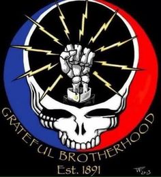 the grateful brothers logo on a black background