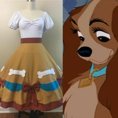 the lady and the tramp costume is on display