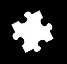 a white puzzle piece on a black background with the missing piece in it's center