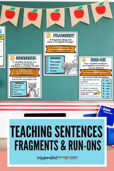 teaching sentences, arguments and run - ons with an apple theme