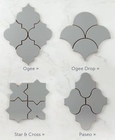 four different shapes of tile on a wall