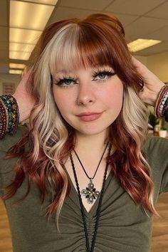 Unique Trending Hairstyle Ideas|Hairstyles For Curly Hair For Women (#37) Goth Hair, Dyed Blonde Hair, Ginger Hair Color, Split Hair, Pretty Hair Color, Edgy Hair, Alternative Hair