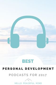 headphones with the words best personal development on it and an image of water in the background