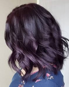 Dark Brown Hair With Purple Lowlights, Plum Brown Hair Color With Highlights, Egg Plant Hair Color Dark, Plum Highlights On Black Hair, Dark Eggplant Hair Color, Plum Lowlights In Brown Hair, Dark Plum Black Hair, Deep Eggplant Hair Color, Chocolate Plum Hair Color