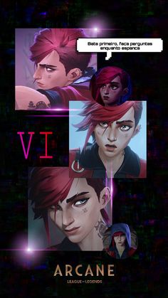 an image of some anime characters with different expressions on their faces and the words vi above them