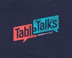 the table talks union market logo on a dark blue background with an orange speech bubble