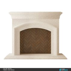 an image of a fireplace with bricks on the front and back sides in white marble