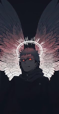 an anime character with wings on his head