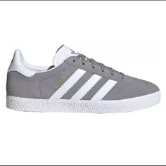 Brand New And Never Worn Gray Sneakers With Elastic Laces And Round Toe, White Closed Toe Sneakers With Laces, Gray Sneakers With Elastic Laces, Gray Closed Toe Sporty Sneakers, Adidas Low-top Sneakers For School, Gray Round Toe Sneakers For School, Sporty Closed Toe Sneakers For School, Adidas Casual Sneakers For School, Gray Adidas