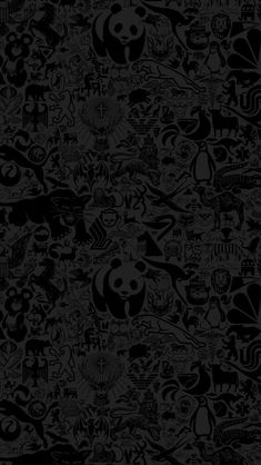 black and white wallpaper with many different designs