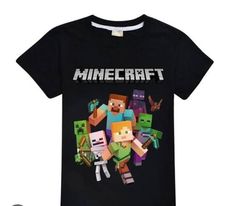 a black shirt with minecraft characters on it