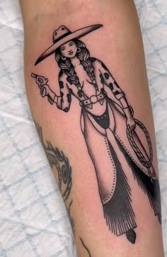 Western Stomach Tattoos Women, Vintage Cowgirl Pinup Tattoo, Queer Cowboy Tattoo, Stfu Tattoo, Western Theme Tattoo Sleeve, Cowboy Graffiti Tattoo, Vaquera Tattoo, Bullrider Tattoo, Cowgirl Pin Up Tattoos