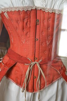 Vintage Corsets, Little Women Costumes, Orange Corset, Victorian Outfits, Victorian Lingerie