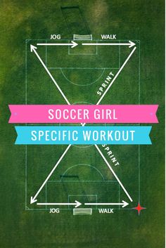 a soccer field with the words soccer girl specific workout on it and arrows pointing to different positions