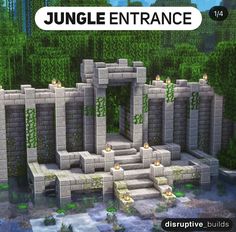 an image of a jungle entrance in minecraft with the words jungle entrance above it