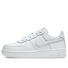 Kids Nike Air Force 1 Low PS Triple White Sneakers/Shoes White Sneakers Nike, Nike Kids Shoes, Homecoming Shoes, Pretty Sneakers, Shoes For School, White Air Forces, Nike Shoes Air Force, Back To School Shoes, White Nike Shoes