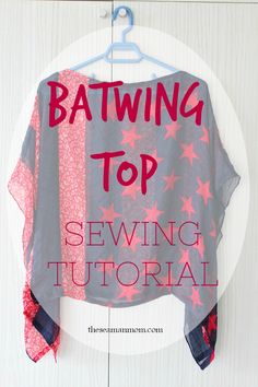 sewing top with the words batwing top on it and an american flag in pink