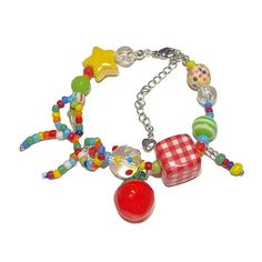 DAIIIBABYYY - Y2K Fashion Handmade Charm Bracelet for Women Kawaii Bowknot Star Colorful Beads Bracelet Cute Hand Chains Jewelry Accessories Apple Star, Funky Bracelet, Gem Tattoo, Colorful Bead Bracelets, Handmade Charm Bracelets, Hand Chain Jewelry, Bracelet Cute, Choker Style Necklace, Trending Necklaces