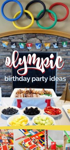 an olympic themed birthday party with food and decorations