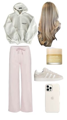 pink baggy comfy jeans white jumper blonde hair down phone and some adidas shoes xx Trendy Fits, Trendy Outfits For Teens, School Fits, Swaggy Outfits, Cute Everyday Outfits, Clean Girl, Cute Fits, Comfy Outfits, Outfits For Teens