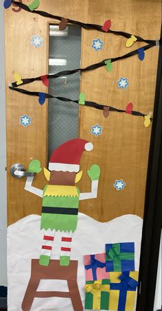 a door decorated to look like an elf