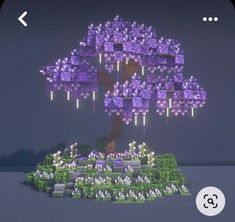 an animated tree with purple flowers on it