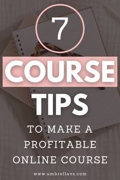 a notebook with the title 7 course tips to make a portable online course