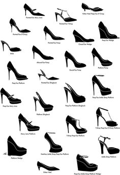 And shoe styles. 41 Insanely Helpful Style Charts Every Woman Needs Right Now Sepatu Pump, Kasut Tumit Tinggi, Shoe Gallery, Crazy Shoes, Shoe Obsession, Gigi Hadid