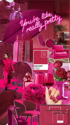 a collage of pink and purple items with the words pantone's