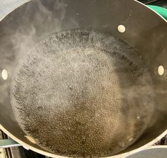 a pan with steam rising out of it