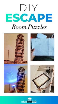 an advertisement for the escape room puzzles, which includes pictures and instructions to make it look like