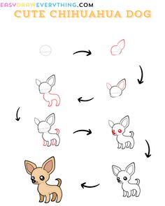 how to draw cute chihuahua dogs step by step drawing instructions for kids and beginners