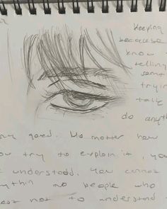 a drawing of an eye with words written on the paper next to it that says,