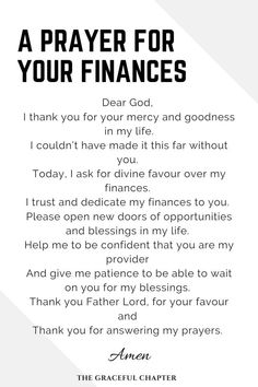 a prayer card with the words pray for your finances on it in black and white